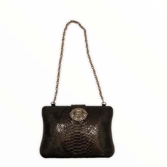 Brighton snakeskin embossed leather evening bag